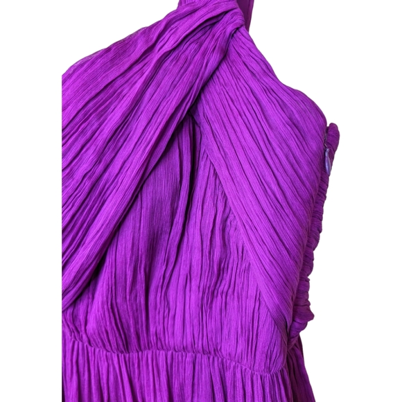 J Crew 100% silk Dress Lucienne purple raspberry Chiffon  crepe one shoulder 8 - Picture 4 of 9